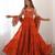 embroidery work georgette flared anarkali pant and dupatta set