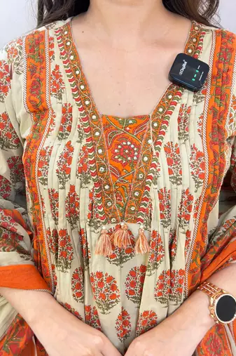 Women's Printed Cotton Kurta Palazzo with Dupatta Set