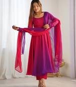  solid georgette flared anarkali pant and dupatta set