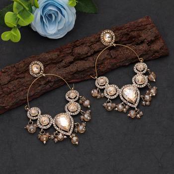 White color kashmiri earrings with artistic handmade design 1