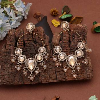 White color kashmiri earrings with artistic handmade design 2