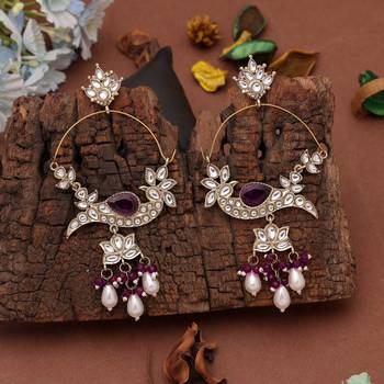 White color kashmiri earrings with artistic handmade design 2