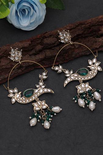 White color kashmiri earrings with artistic handmade design