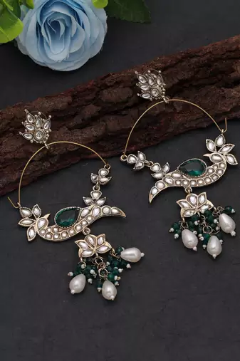 White color kashmiri earrings with artistic handmade design