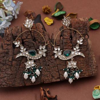 White color kashmiri earrings with artistic handmade design 2