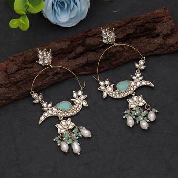 White color kashmiri earrings with artistic handmade design 1