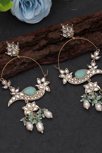 White color kashmiri earrings with artistic handmade design