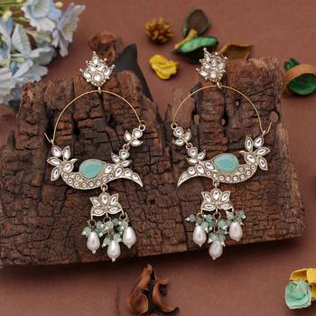 White color kashmiri earrings with artistic handmade design 2