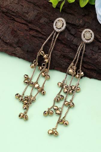 White color kashmiri earrings with artistic handmade design