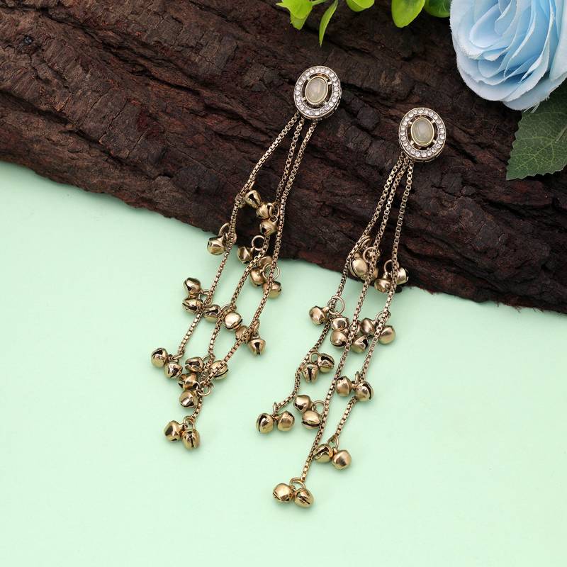White color kashmiri earrings with artistic handmade design
