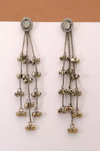 White color kashmiri earrings with artistic handmade design