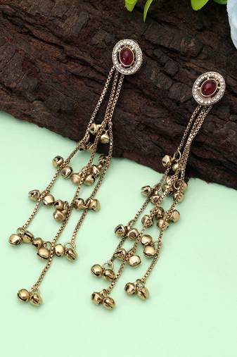 White color kashmiri earrings with artistic handmade design