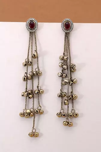 White color kashmiri earrings with artistic handmade design