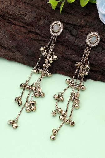 White color kashmiri earrings with artistic handmade design
