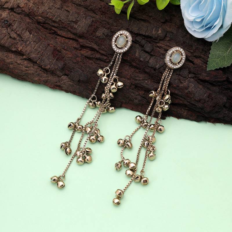 White color kashmiri earrings with artistic handmade design