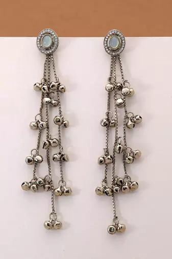 White color kashmiri earrings with artistic handmade design