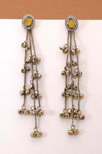 White color kashmiri earrings with artistic handmade design