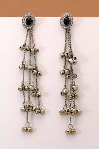 White color kashmiri earrings with artistic handmade design