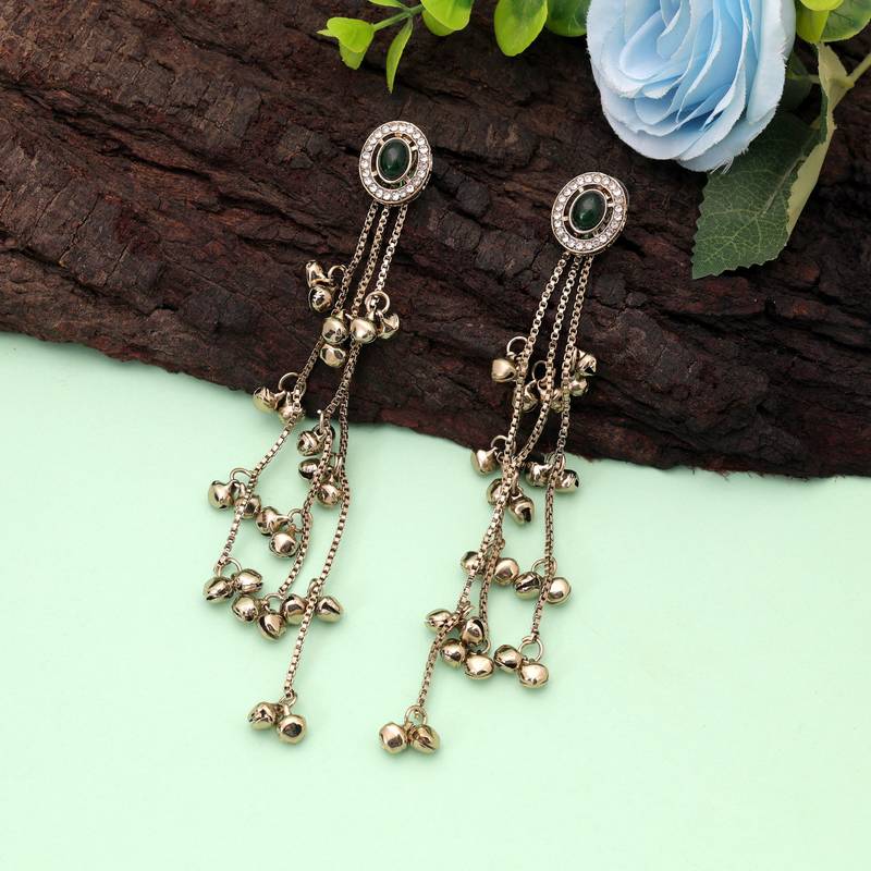 White color kashmiri earrings with artistic handmade design