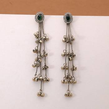 White color kashmiri earrings with artistic handmade design 2