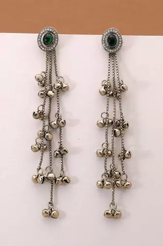 White color kashmiri earrings with artistic handmade design