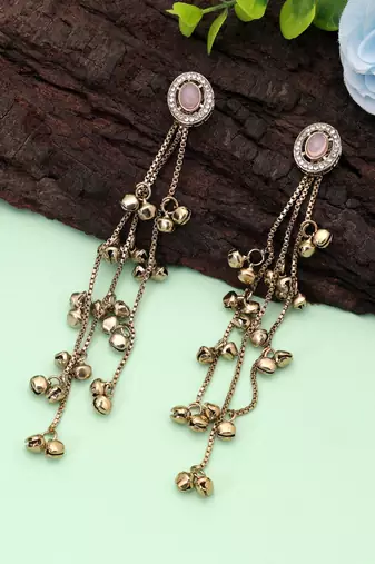 White color kashmiri earrings with artistic handmade design
