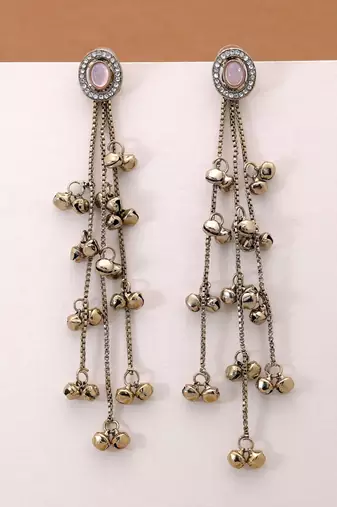 White color kashmiri earrings with artistic handmade design