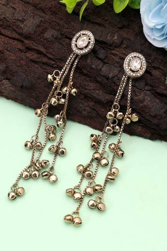 White color kashmiri earrings with artistic handmade design