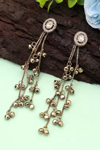 White color kashmiri earrings with artistic handmade design
