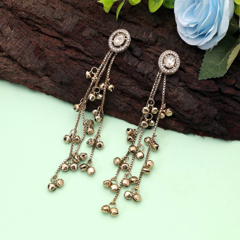 White color kashmiri earrings with artistic handmade design