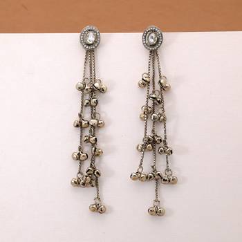 White color kashmiri earrings with artistic handmade design 2