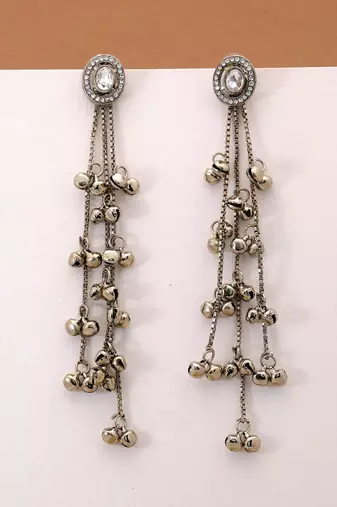 White color kashmiri earrings with artistic handmade design