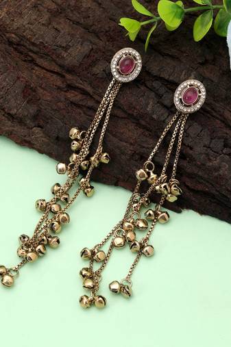 White color kashmiri earrings with artistic handmade design