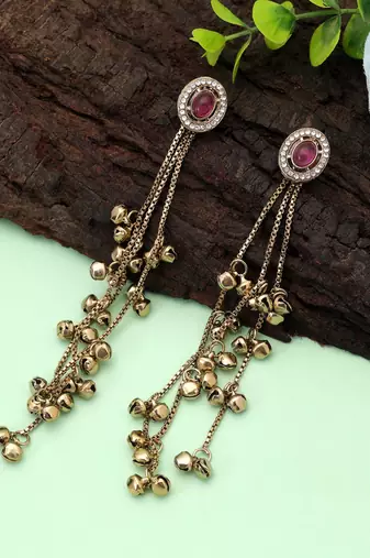 White color kashmiri earrings with artistic handmade design
