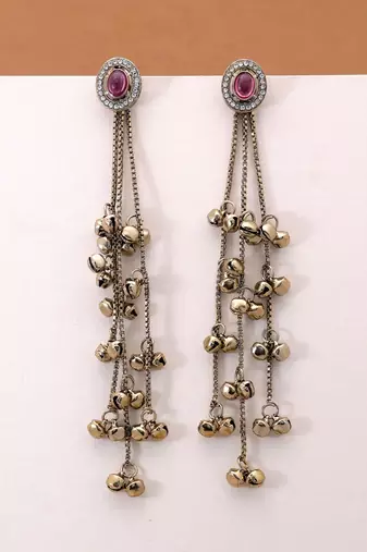 White color kashmiri earrings with artistic handmade design