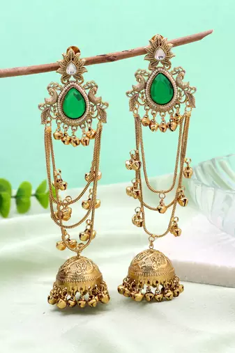 White color kashmiri earrings with artistic handmade design