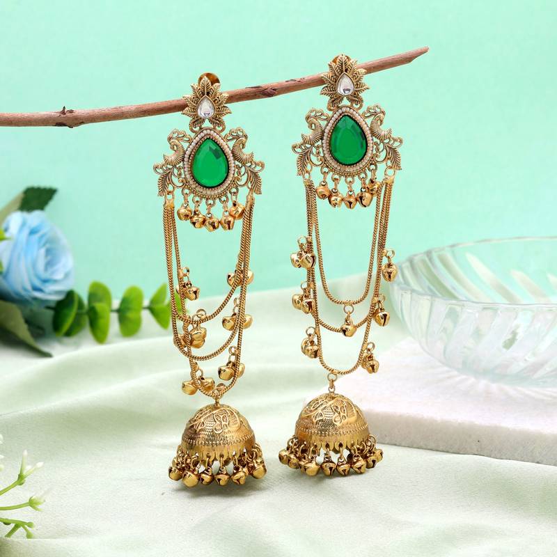 White color kashmiri earrings with artistic handmade design