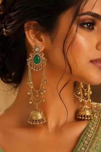 White color kashmiri earrings with artistic handmade design