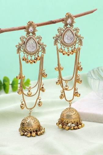 White color kashmiri earrings with artistic handmade design