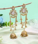 White color kashmiri earrings with artistic handmade design
