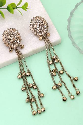 White color kashmiri earrings with artistic handmade design