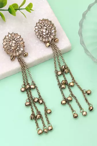 White color kashmiri earrings with artistic handmade design