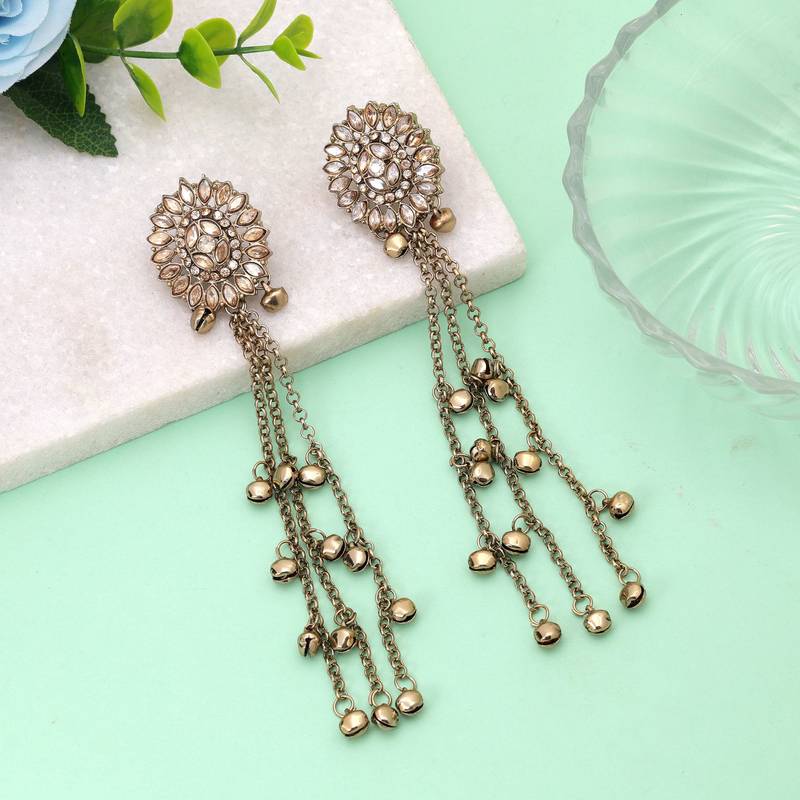 White color kashmiri earrings with artistic handmade design