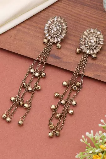 White color kashmiri earrings with artistic handmade design