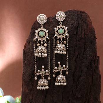 White color kashmiri earrings with artistic handmade design 1