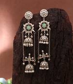 White color kashmiri earrings with artistic handmade design