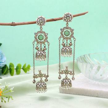 White color kashmiri earrings with artistic handmade design 2
