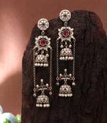 White color kashmiri earrings with artistic handmade design