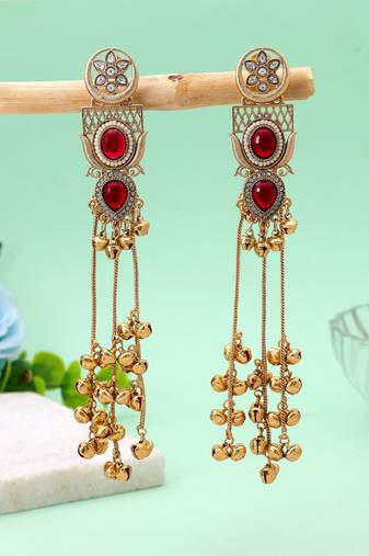 White color kashmiri earrings with artistic handmade design
