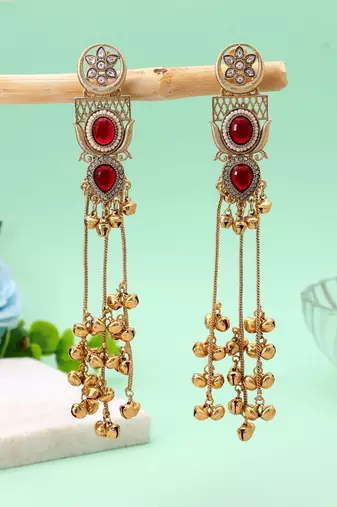 White color kashmiri earrings with artistic handmade design